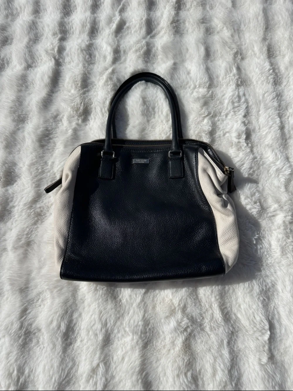 Kate Spade Ollie magnolia satchel tote leather black and white
